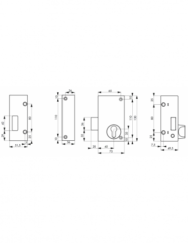 Cassa serratura CP 75 x 130 mm, sinistra – THIRARD