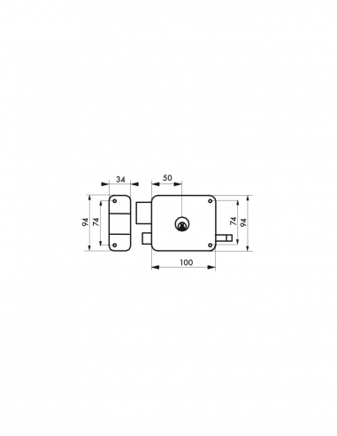 Serratura orizzontale da applicare a doppio cilindro con tirante, 100 x 94 mm, sinistra, 3 chiavi – THIRARD