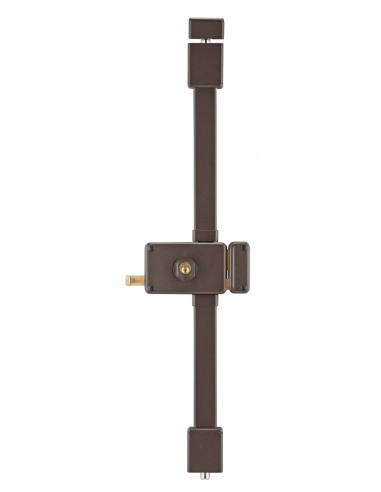 Serratura da applicare Horga a tirare, destra, 3 punti, cilindro HG5 Ø23 mm, entrata 70 mm, marrone, 4 chiavi – THIRARD