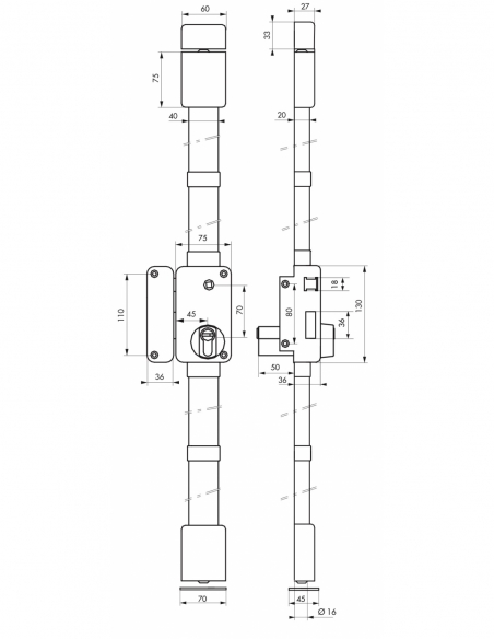 Serratura BELUGA A2P*, bianca, CP Transit 2, con quadro maniglia, 75 x 130 mm, sinistra, 4 chiavi reversibili – THIRARD