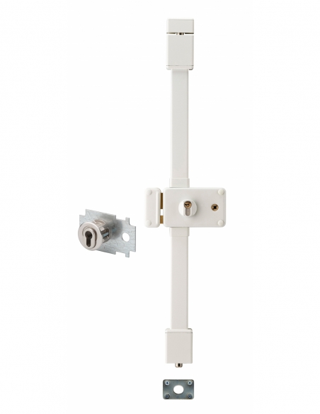 Serratura da applicare Horga A2P* con quadro, sinistra, 3 punti, 30x65 mm, entrata 70 mm, bianca, 4 chiavi – THIRARD