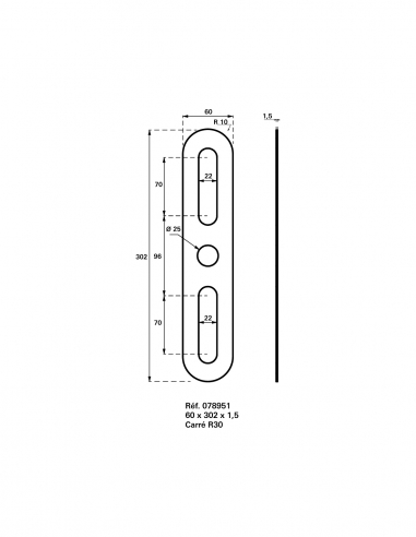 Piastra di finitura arrotondata 60x302 mm, inox - Intelock