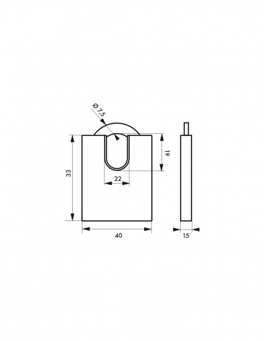 Lucchetto a chiave Fédéral Lock 510-P 40 mm, ottone, per cantiere, arco protetto in acciaio, 2 chiavi – THIRARD
