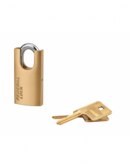Lucchetto a chiave Fédéral Lock 510-P 40 mm, ottone, per cantiere, arco protetto in acciaio, 2 chiavi – THIRARD