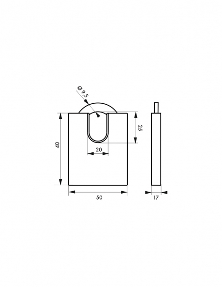 Lucchetto a chiave Fédéral Lock 520-P 50 mm, ottone, per cantiere, arco protetto in acciaio, 2 chiavi – THIRARD