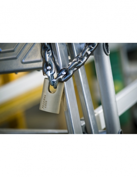 Vista aggiuntiva 2 di Lucchetto a chiave Fédéral Lock 520-P 50 mm, ottone, per cantiere, arco protetto in acciaio, 2 chiavi