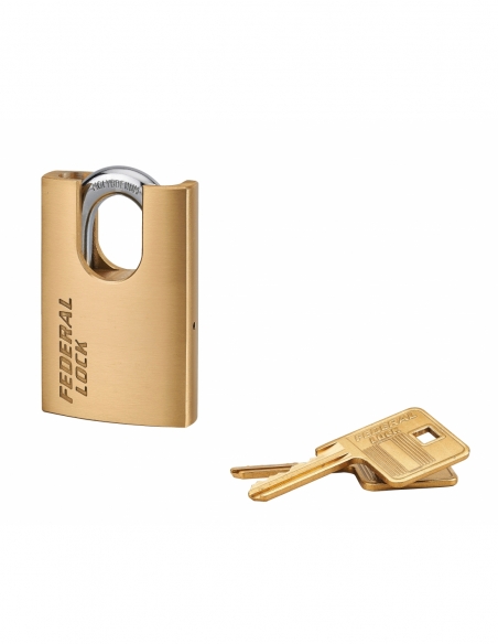 Lucchetto a chiave Fédéral Lock 520-P 50 mm, ottone, per cantiere, arco protetto in acciaio, 2 chiavi – THIRARD