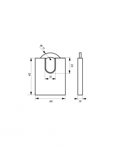 Lucchetto a chiave Fédéral Lock 530-P 60 mm, ottone, per cantiere, arco protetto in acciaio, 2 chiavi – THIRARD