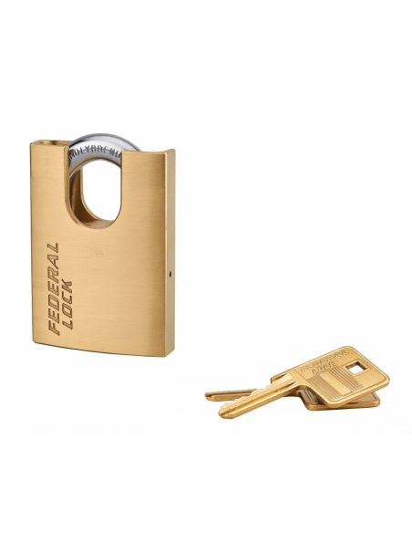 Lucchetto a chiave Fédéral Lock 530-P 60 mm, ottone, per cantiere, arco protetto in acciaio, 2 chiavi – THIRARD