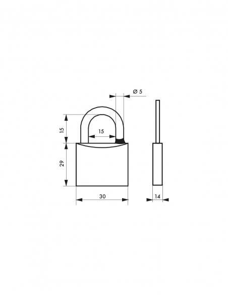 Vista aggiuntiva 1 di Lucchetto MACH 3 30 mm con arco in acciaio inox, 3 chiavi – THIRARD