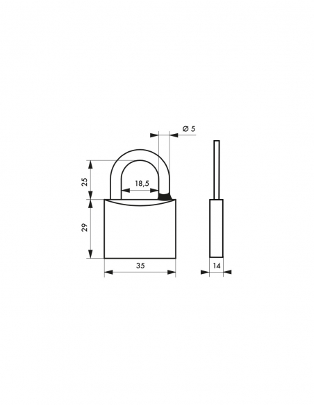 Vista aggiuntiva 1 di Lucchetto MACH 3 50 mm con arco in acciaio inox, 3 chiavi – THIRARD