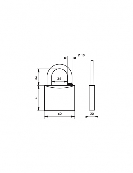 Vista aggiuntiva 1 di Lucchetto MACH 3 60 mm con arco in acciaio inox, 3 chiavi – THIRARD