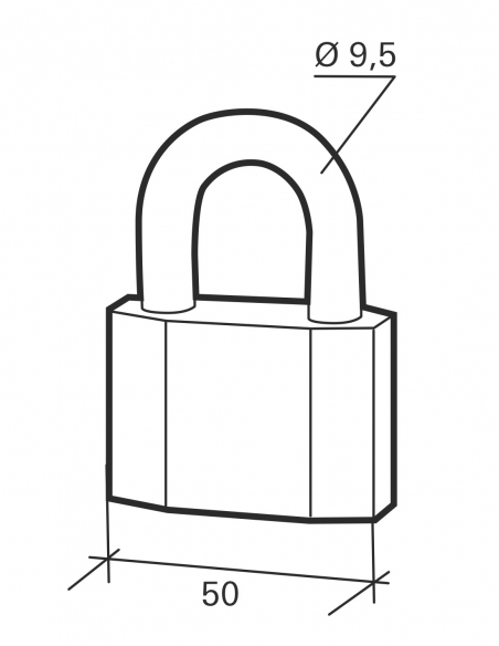 Lucchetto a chiave Octo, in acciaio, per cantiere, arco in acciaio, 50 mm, 3 chiavi - THIRARD