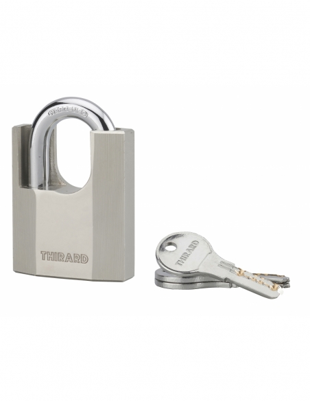 Lucchetto a chiave Octo-P, in acciaio, per cantiere, arco in acciaio protetto, 60 mm, 3 chiavi - THIRARD