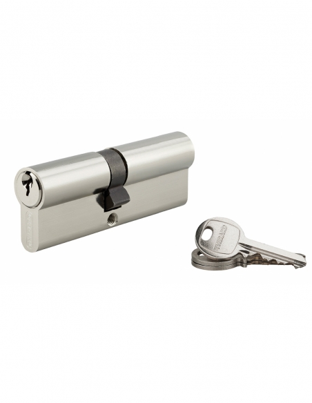 Cilindro europeo SA UNIKEY a doppia entrata 40 x 45 mm nichelato, chiave uguale, 3 chiavi – THIRARD