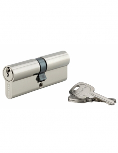 Cilindro europeo STD UNIKEY a doppia entrata 40 x 40 mm nichelato, chiave uguale, 3 chiavi – THIRARD