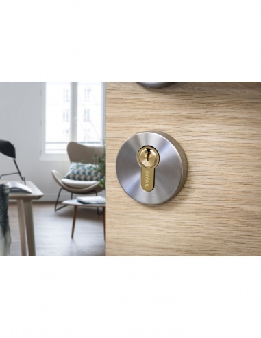 Cilindro europeo con pomolo 35Bx35 mm in ottone anti-strappo 3 chiavi THIRARD