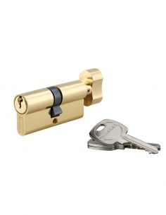 Cilindro europeo con pomolo 35Bx35 mm in ottone anti-strappo 3 chiavi THIRARD