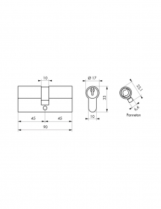 Cilindro europeo doppia entrata SA UNIKEY 45x45 mm nichelato 3 chiavi THIRARD