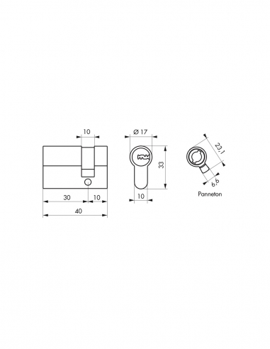 Semicilindro europeo TRAFIC 6 30 x 10 mm, ottone, 5 chiavi – THIRARD