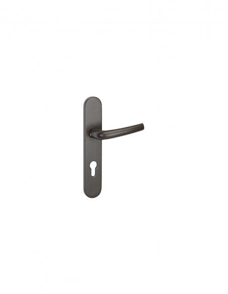 Maniglia per porta, placca esterna Chantilly, 7 x 125 mm, per serratura Tribando, marrone - THIRARD