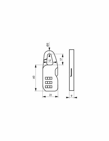 Lucchetto THIRARD Swish a combinazione 3 cifre, per interni, arco in acciaio 21 mm, dorato.