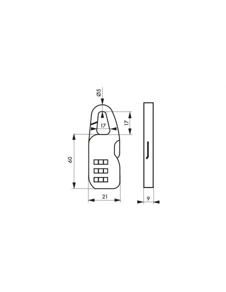 Lucchetto THIRARD Swish a combinazione 3 cifre, per interni, arco in acciaio 21 mm, dorato.