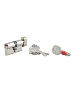 Cilindro THIRARD con pomolo ricodificabile 30Bx30 mm, anti-strappo, antitrapano, nichelato, **2x3 chiavi**.