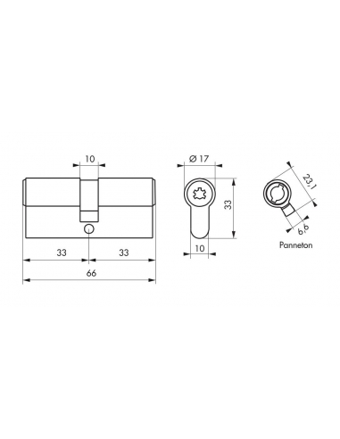 Cilindro Cobra 2+ doppia entrata 33x33 mm, nichelato, alta sicurezza, 5 chiavi – THIRARD