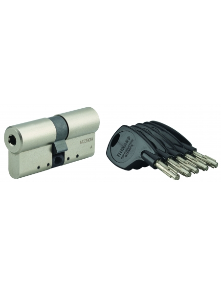 Cilindro Cobra 2+ doppia entrata 33x33 mm, nichelato, alta sicurezza, 5 chiavi – THIRARD