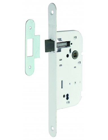 Serratura asse 50 mm con solo scrocco, cassa spessore 10 mm, bianca/BR, confezione indivisibile 50 pz – THIRARD
