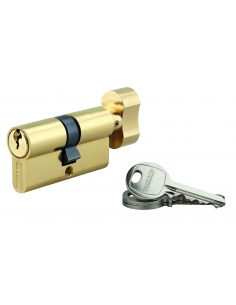 Cilindro europeo SA UNIKEY con pomolo 30 x 30 mm in ottone, chiave uguale, 3 chiavi - THIRARD