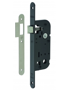 Serratura NF asse 40 mm con solo scrocco, reversibile, nera, confezione indivisibile 50 pz – THIRARD