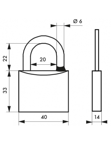 Lucchetto TYPE 1 40 mm, finitura cromata, arco in acciaio inox – THIRARD