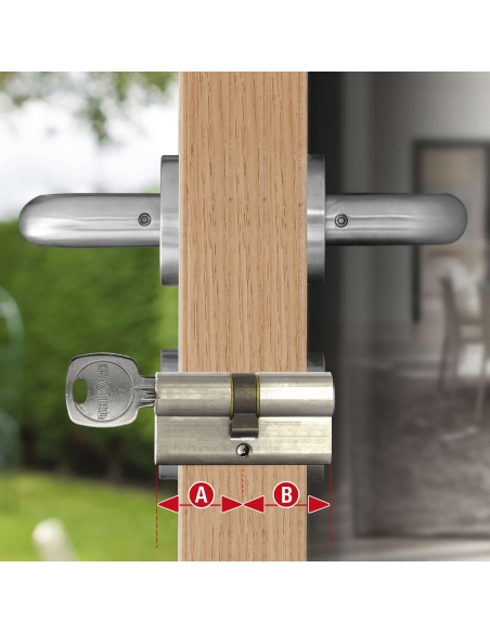 Vista aggiuntiva 2 di Cilindro europeo STD 30 x 30 mm, nichelato, 3 chiavi – THIRARD