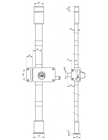 Serratura HORGA, bianca, CR HG5, a tirante, 140 x 88 mm, sinistra, 4 chiavi – THIRARD