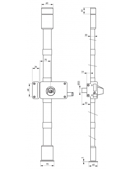 Serratura HORGA, bianca, CR HG5, a tirante, 140 x 88 mm, sinistra, 4 chiavi – THIRARD