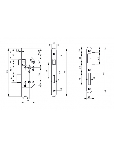 Serratura MONOMAX NF per chiusura WC, asse 40 mm, frontale inox, senza incontro, conf. indivisibile 25 pz – THIRARD