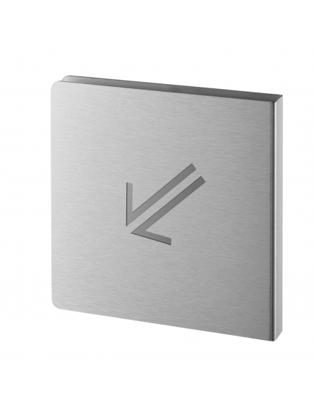 Pittogramma freccia 45° in basso a sinistra in acciaio inox spazzolato 120 x 120 mm – THIRARD