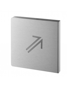 Pittogramma freccia 45° in alto a destra in acciaio inox spazzolato 120 x 120 mm – THIRARD