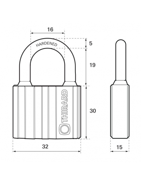 Vista aggiuntiva 1 di Lucchetto BLACK-LOCK 32 mm, 5 chiavi – THIRARD