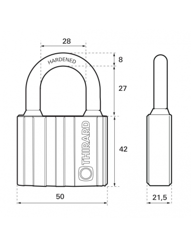 Vista aggiuntiva 1 di Lucchetto Black-lock 50 mm, 5 chiavi – THIRARD