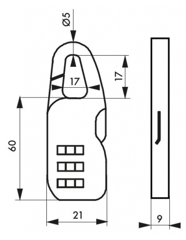 Vista aggiuntiva 1 di Lucchetto SWISH 21 mm, combinazione modificabile a 3 cifre, dorato – THIRARD
