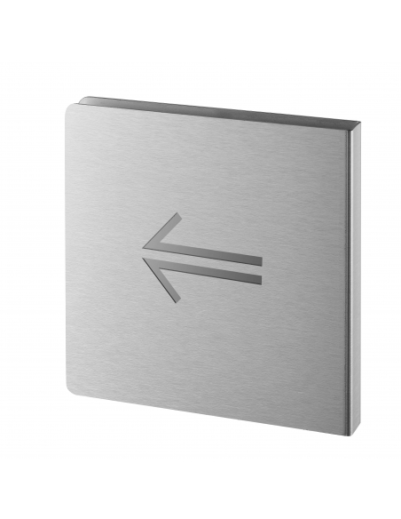 Targa con freccia sinistra in acciaio inox spazzolato, 120 x 120 mm – THIRARD