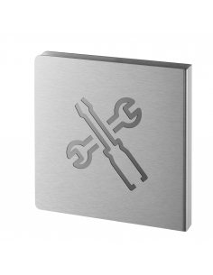 Targa Locale tecnico in acciaio inox spazzolato, 120 x 120 mm – THIRARD