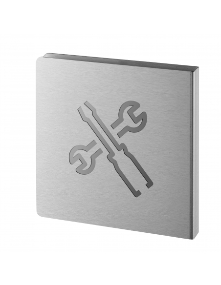 Targa Locale tecnico in acciaio inox spazzolato, 120 x 120 mm – THIRARD