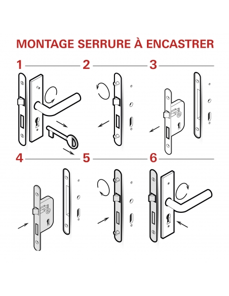 Serratura MONOMAX NF con catenaccio e scrocco, asse 50 mm, frontale inox, senza incontro, 1 chiave, conf. 25 pz – THIRARD