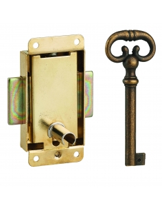 Serratura con alette 30 mm, finitura ottone, 1 chiave – THIRARD