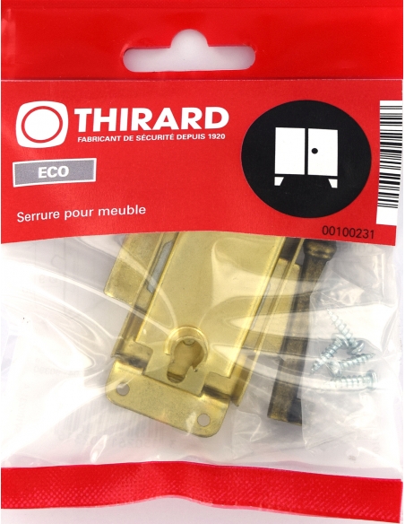 Serratura con alette 30 mm, finitura ottone, 1 chiave – THIRARD