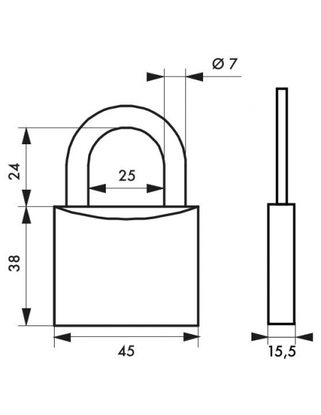 Lucchetto in ottone 45 mm con arco in ottone – THIRARD